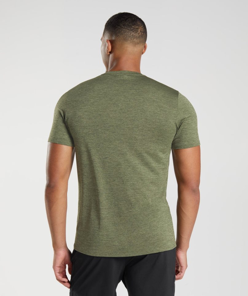 Men's Gymshark Arrival Marl T-Shirts Olive | NZ 6MTHKY